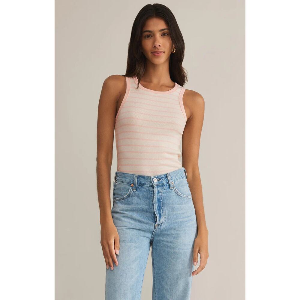 Z Supply Hadley Striped Rib Tank - Pink Salt NWT SIZE XS S